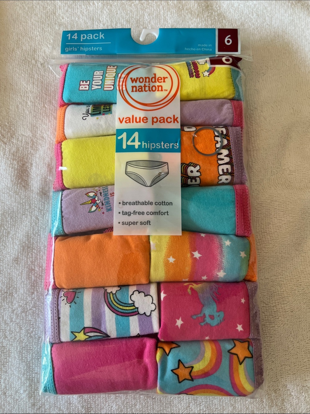 wonder nation Rainbow & Pastel Girls' Hipsters 14-Pack NEW!!
